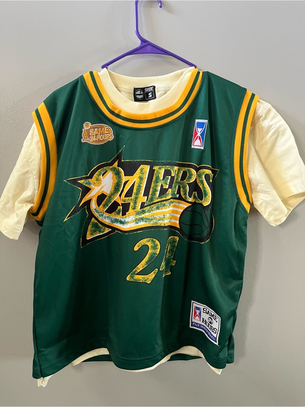 24ers Green & Yellow Basketball Jersey - Brand Size S